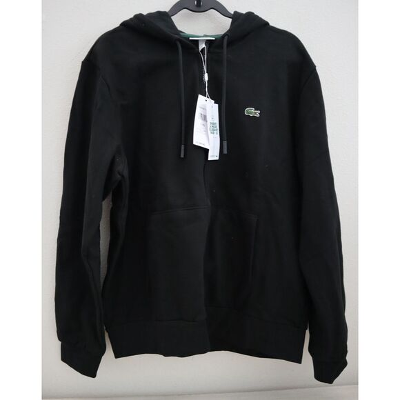 Lacoste Men's Sz XL Black Classic Fit Crocodile Logo Full Zip Hoodie Jacket - Picture 1 of 13